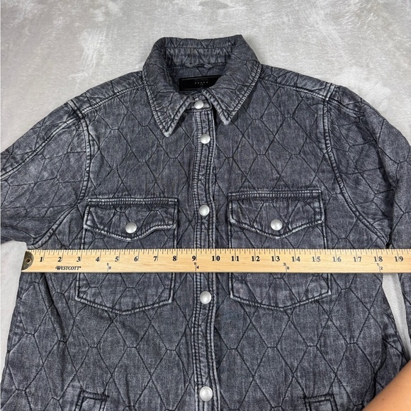 NWOT Blank NYC Quilted Acid Wash Faded Black Button Front Chore Coat Jacket M - Picture 7 of 14